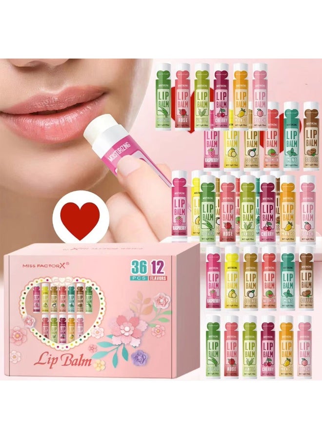36-Pack Flavored Lip Balm Set | Miss FactorX Moisturizing Lip Balm Collection with 12 Scents - Image 2